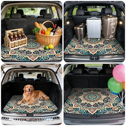 Car Trunk Mat - Universal Size 29" x 39", Bohemian Style Cargo Liner, Car Accessory for SUVs/Sedan/Wagons, Durable Protective Mat, Trunk Liner for Families/Travel Enthusiasts - style: Bohemian style-8