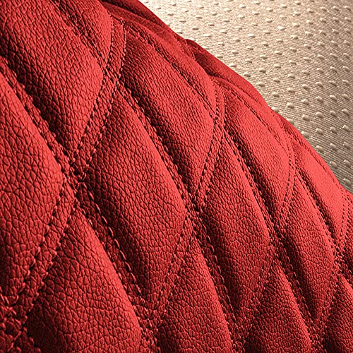 FH Group Car Seat Cushion Rear Set Faux Leather Automotive Seat Cushions - Universal Fit, Rear Car Seat Cushion, Car Seat Cushions With Non-slip Silicone Backing for SUV, Sedan, Van Red - color: Red, style: Rear Set