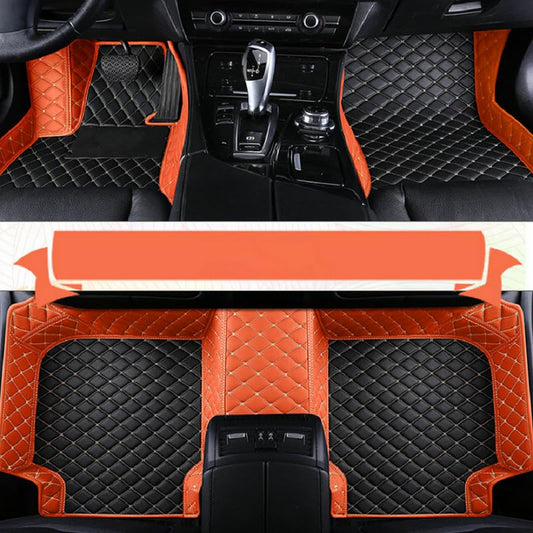 Customized Personalized car Floor mats, All-Weather Anti Slip and Waterproof Leather car Floor mat Set, 99.98% Customized Floor mats for Cars, Trucks, and SUVs (Edge Orange Medium Black Beige) - color: Edge Orange Medium Black Beige