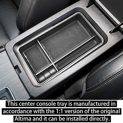 RUNROAD Center Console Organizer Tray Compatible with Nissan Altima 2019 2020 2021 2022 2023 2024 2025 Accessories, Insert Armrest Tray Secondary Storage Box Coin Holder Console Dividers, Black - color: Black