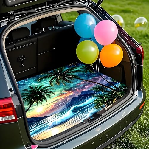 Universal Car Trunk Mat, All Weather Trunk Protection Cargo Liner, Stylish Vehicle Interior Accessories, Durable Cargo Mat Rear Trunk Line Suitable for Most Car (Tropical Beach Palms, 29" x 39") - color: Tropical Beach Palms