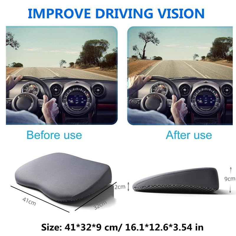 Car Seat Cushion for Driving,Car Booster Seat Cushion for Short Drivers,Portable Driver Seat Cushion to Raise Height 3.5 in,Office Chair Back Support Pillow for Lower Back Pain Relief