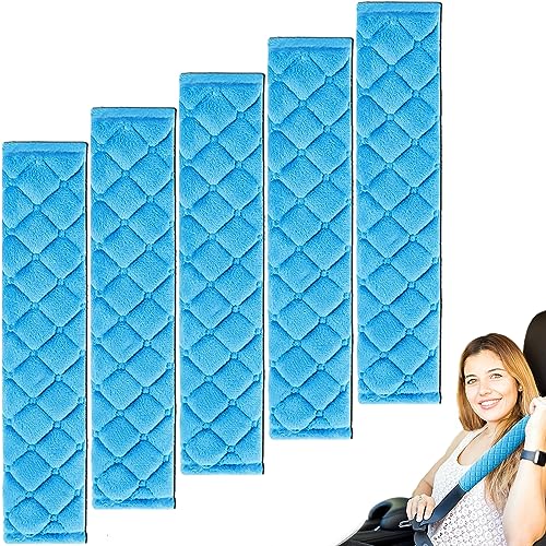 5 Pack Soft Comfort Car Seatbelt Cover Protector Pads Strap for Protecting Neck and Shoulder (Blue) - color: Blue