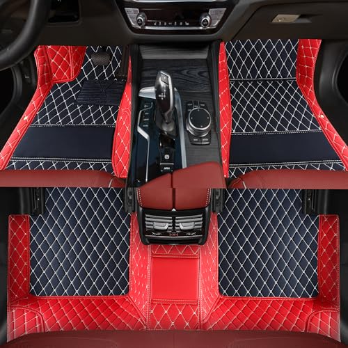 Customized car Floor mats are Suitable for 99% of Vehicle Models (sedans/Trucks/SUVs), Anti-Slip Floor mat Leather Set Provides Comprehensive Protection for the Original car Carpet. (1Red) - color: 1Red