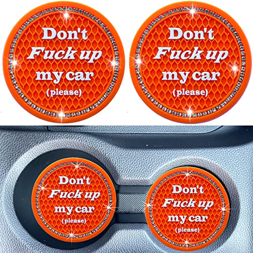Car Cup Coaster 2 Pack, Universal Cup Holder Inserts, Bling Car Accessories Interior (Orange, 2PC) - color: Orange-2pc