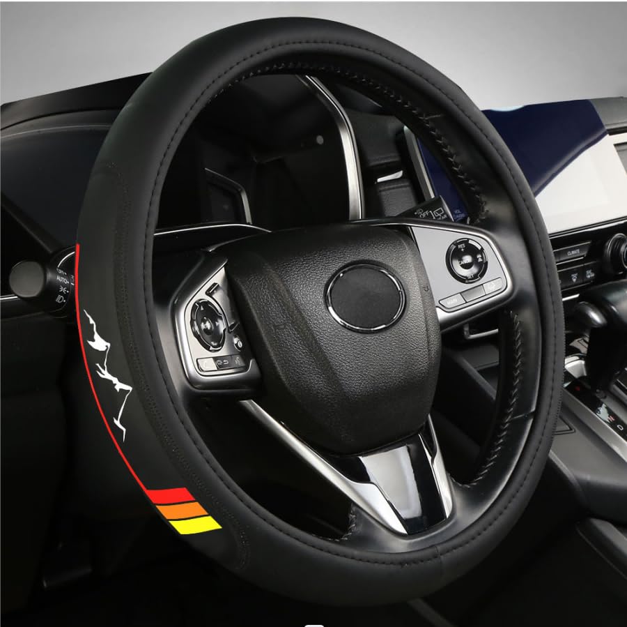 Premium Leather Steering Wheel Cover Compatible with Toyota Tacoma 4Runner Tundra Highlander Sequoia,Non-Slip, Breathable 15-16.5 inch