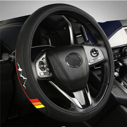 Premium Leather Steering Wheel Cover Compatible with Toyota Tacoma 4Runner Tundra Highlander Sequoia,Non-Slip, Breathable 15-16.5 inch