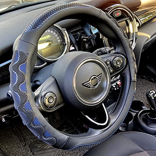 PINCTROT Large Size Steering Wheel Cover Great Grip with 3D Honeycomb Anti-Slip Design, 15.5-15.75 Inch (Blue) - color: 4.Blue, size: Large Size[15 1/2''-15 3/4'']