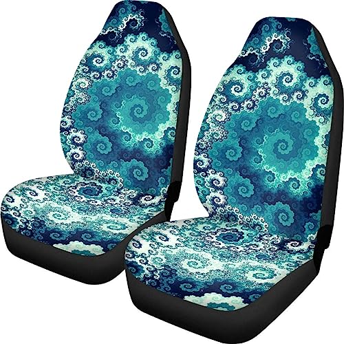 Howilath Blue Swirl Art Design Seat Covers for Women Men Car Seat Covers, 2pcs Car Accessories High Back Front Seat Covers - color: Blue Swirl