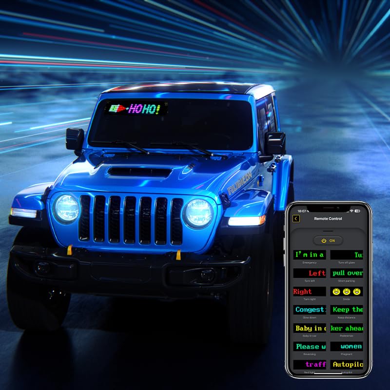 LED Sign for Car Taxi, 7''x3'' Flexible LED Matrix Panel USB 5V Bluetooth APP Control DIY Programmable Scrolling Display, Custom Neon Sign for Windshield Motor Party Festival Bar Store Business Advertising