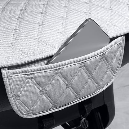 Linen Back Car Seat Cover, Rear Car Seat Cover for Cars Truck SUV, Anti-Slip Breathable Rear Bench Seat Protector Cushion Pad with Storage Pockets for Most Vehicles - Grey 1pc