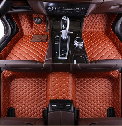 Custom Artificial Leather Waterproof All-Weather Car Floor Mats Fit for 99% Sedan SUV Sports Car Vehicle Car Mat (Light Brown) - color: Light brown