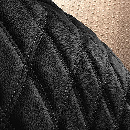 FH Group Car Seat Cushion Rear Set Black Faux Leather Automotive Seat Cushions - Universal Fit, Rear Car Seat Cushions With Non-slip Silicone Backing for SUV, Sedan, Van, Black - Rear Set - color: Black, style: Rear Set