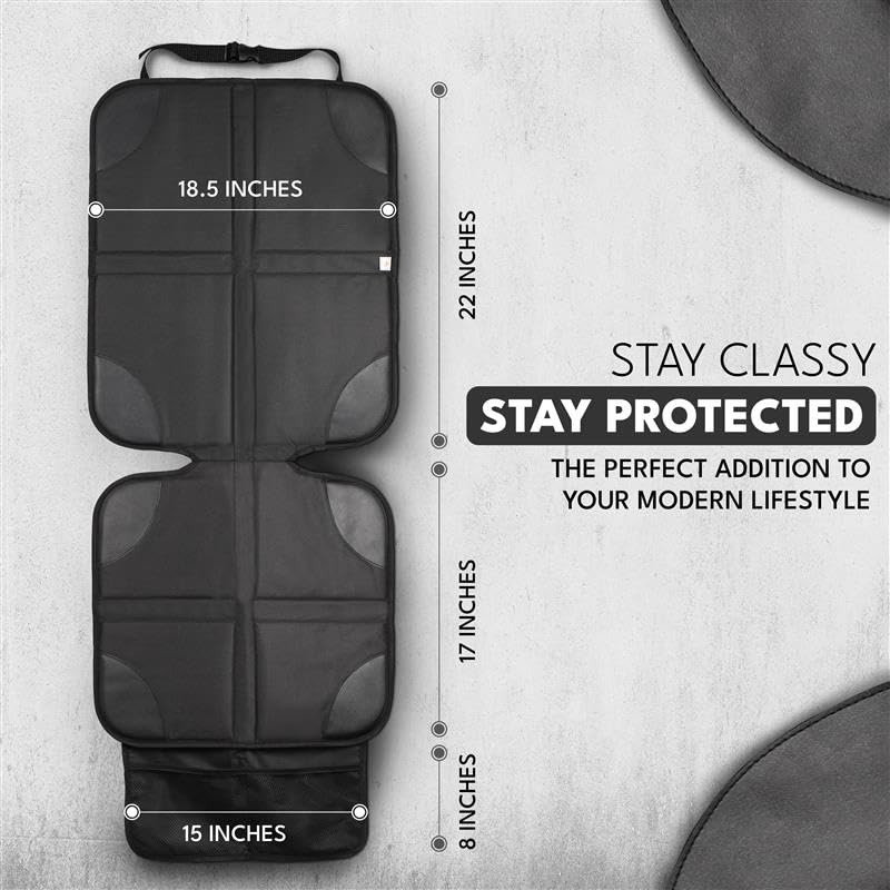 EcoNour Car Seat Protector 1 Pack, 600D Waterproof Non-Slip Seat Mat with Extra Thick Padding & Mesh Storage Pocket, Under Baby Car Seat or Pet, Protects Upholstery from Dirt & Damage - size: 1-Pack