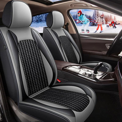 Custom Fit Faux Leather Seat Covers for Nissan Frontier 2007-2026 Full Set 5 Seats, Airbag Compatible, Black & Gray - color: #050 Black & Gray, size: 5 Seats
