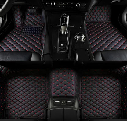 Customize Car Floor Mats for 99% Sedan SUV Sports Car All Weather Leather Full Coverage Waterproof Non-Slip Vehicle Lining Pads (Black Red) - color: Black Red