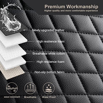 Pu Leather Car Seat Bottom Covers Protectors Include 1 Pair Front Driver Seat Pad Mat and 1 Rear Bench Cover Universal Fit 90% Vehicles,Black - color: A-Black, size: Universal Fit - Full Set