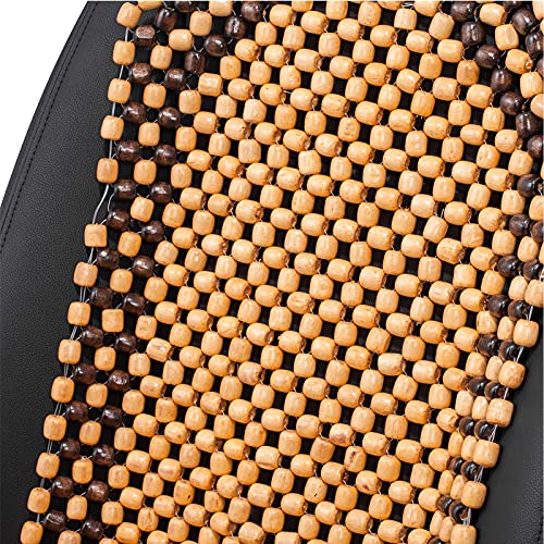 Road Comforts Wood Beaded Seat Cover Back Massage Cushion for Stress Free - Keeps Back from Getting Sweaty While Driving 1PC (Beige) - color: Beige Wood