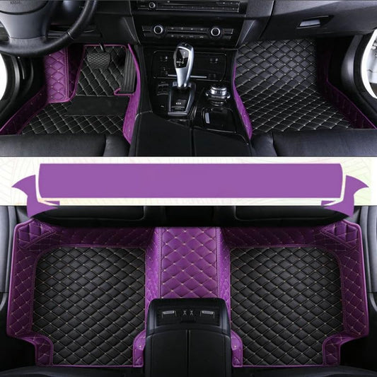 TAHALICustom Colors Car Floor Mats Black Pink for 99.9% Sedan SUV Sports， All-Weather Liners Car Floor mat，Luxury Leather Automotive Floor Mats (Black Purple mats,3D Floor Mats) - color: Black purple mats