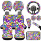 12 Pcs Daisy Flower Car Accessories Full Set for Women Girly Daisy Car Seat Cover Steering Wheel Cup Holder Armrest Pad Gear Shift Cover,Car Handbrake Cover,Fit for Most Truck SUV - color: Novelty Daisy