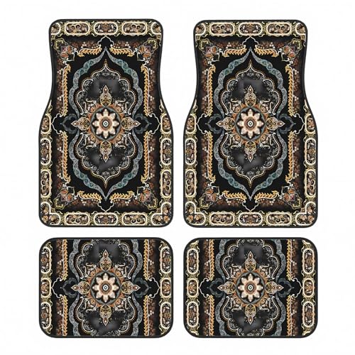 Universal Fit Car Floor Mats Set of 4Pcs, Retro Bohemian Pattern All-Weather Front Rear Car Carpet Mats, Non-Slip Car Floor Mat Car Accessories for Automotive Trucks SUV Sedans Vans - color: Retro Bohemian Pattern