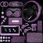 25PCS Bling Car Car Accessories Set,15 Inch Steering Wheel Cover,Shiny License Plate Frame,Center Console Cover and Rearview Mirror Set and Other Car Accessories(Purple) - color: Purple