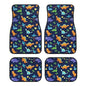 Dinosaurs Blue Car Floor Mats 4 Pieces Auto Accessories Vehicle Carpet Non-Skid Backing, Universal Fit - Front & Rear Full Set - color: Dinosaurs Blue