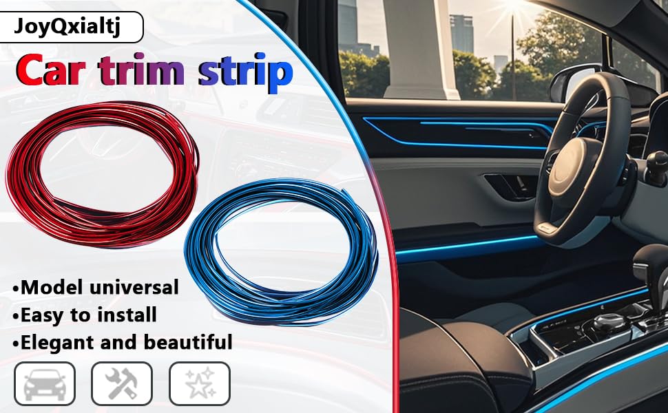 Car Interior Moulding Trim Strips 16.4ft /5M Universal Car Decoration Pinstriping Filler Insert Strips Styling Dashboard Decorative DIY Flexible Strip Garnish Accessory with Installing (Red)