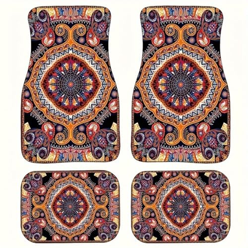 Car Floor Mats Non-Slip Automotive Floor Mats All-Weather Front Rear Car Floor Foot Mat Sets of 4 Pieces Foot Mats Rugs Carpet for Car Trucks SUV Sedans (Colorful) - color: Colorful
