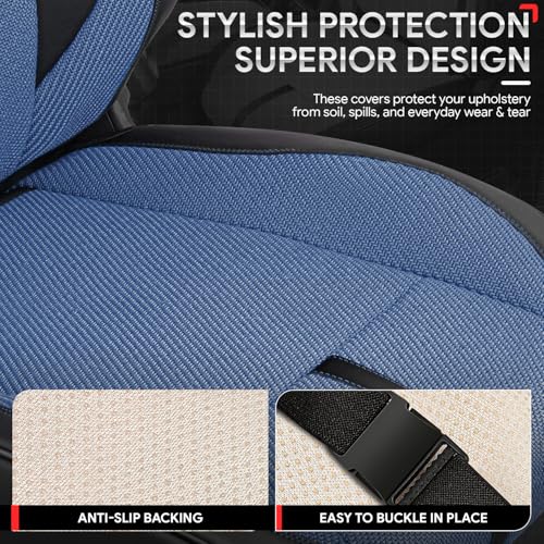 Drive Series Full Set Seat Covers Universal for Cars Trucks SUV, Navy Blue, CA-SC-Drive-Full-NB - color: Navy Blue, size: Full Set, style: Drive Series