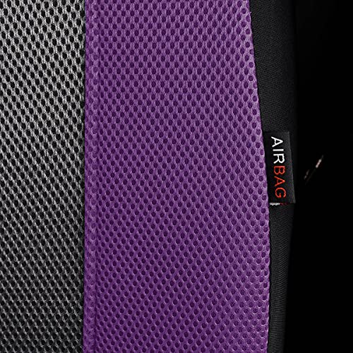 Flying Banner car seat Covers Full Set All Air Mesh Breathable Man Lady Airbag Compatible Rear Bench Split 40/60 50/50 60/40 Truck Pick Up (Full Set - Low Back, Black Gray Purple) - color: Black Gray Purple
