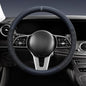 Ultra-Thin Napa Leather Steering Wheel Cover with 3D Anti-Slip Diamond Grip, Breathable Non-Bulky Design, Universal Fit 15 Inch for Cars & SUVs - color: black&navy blue