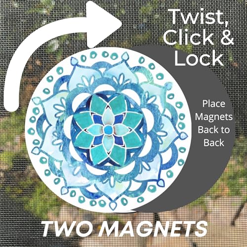 Screen Door Magnets Double Sided – Keep People, Kids, and Dogs from Running into The Screen Door - Robbins Aria Blue Mandala - color: Blue Mandala