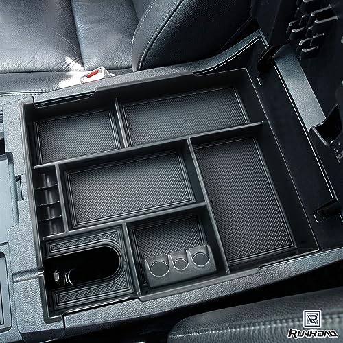 RUNROAD Center Console Organizer Full Cover Tray Compatible with Toyota Tundra 2014-2020 2021 Accessories, ABS Coin Holder Secondary Storage Box Insert Armrest Console Tray, Black