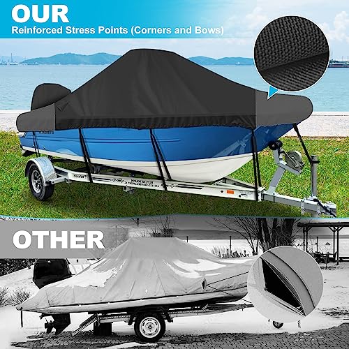 Waterproof Center Console Boat Cover 20-22ft, Heavy Duty 1300D Marine Grade Polyester Canvas 20' 21ft 22 Foot Boat Center Console Covers, Black - color: Black, size: 20'-22' Long (Beam Width up to 106")