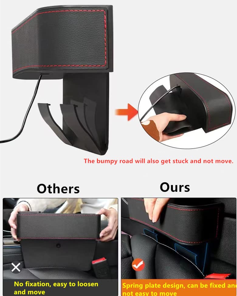 JEYODA Car Seat Gap Filler Organizer, Car Organizer Front Seat, Pack Auto Console Side Storage Box with Cup Holders，Car Organizers and Storage for Holding Phone, Sunglasses, Wallet 1PC (black)