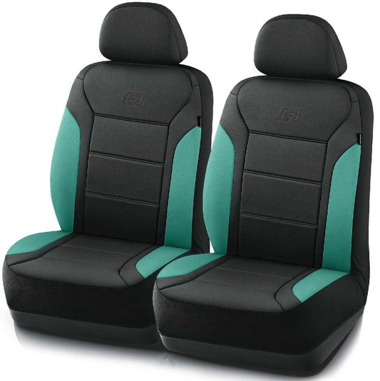 Skechers Memory Foam Car Seat Covers, Lycra Fabric Seat Covers Thick Memory Foam, Front Car Seat Protector, Airbag Compatible, Automotive Comfort Protection for Most Cars,Trucks, SUVs,Green - color: Black&Green, size: Two Front