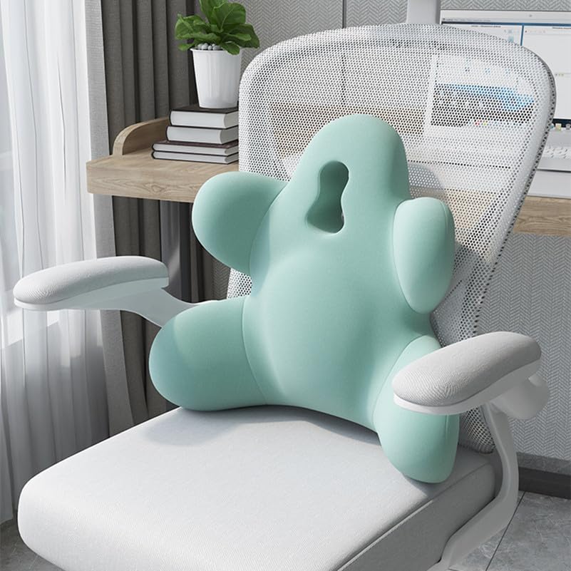 Lumbar Support Pillow for Office Chair, Back Pillow Lumbar Support for Car, Chair, Sofa - Improve Lower Back Pain Relief & Sitting Posture, Memory Foam Back Cushion for Long Sitting (Green)