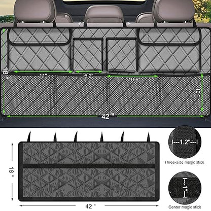 Femuar Car Trunk Organizer, Large Capacity Backseat Trunk Organizer (42"*18"), Collapsible Car Storage Bag with 8 Pockets, SUV/MPV/Truck - Grey - color: Grey