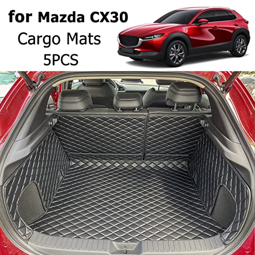 for 2020-2026 Mazda CX30 CX-30 Trunk Mat and Rear Backrest Mat Cargo Liners All Weather Anti-Slip