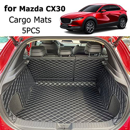 for 2020-2026 Mazda CX30 CX-30 Trunk Mat and Rear Backrest Mat Cargo Liners All Weather Anti-Slip