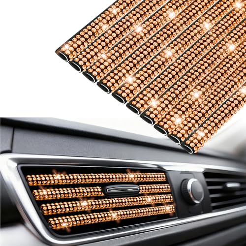 NBTEPEM Bling Car Air Conditioner Decoration Strip for Vent Outlet, 10 PCS Universal Rhinestone Car Vent Outlet Trim Decorations, Bling Interior Accessories for Women and Girls (Orange) - color: Orange