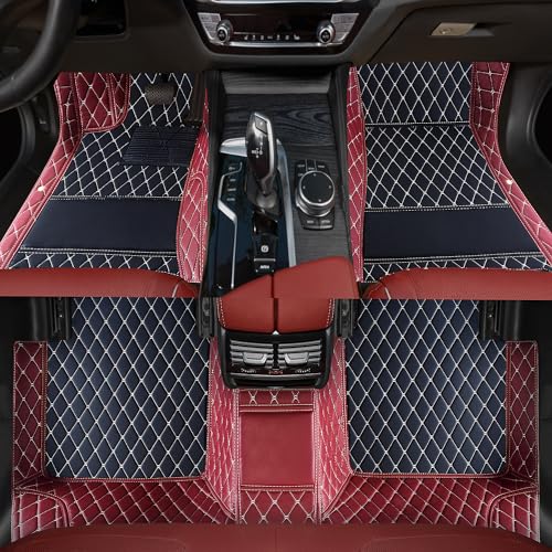 Customized car Floor mats are Suitable for 99% of Vehicle Models (sedans/Trucks/SUVs), Anti-Slip Floor mat Leather Set Provides Comprehensive Protection for the Original car Carpet. (1Wine red) - color: 1Wine red