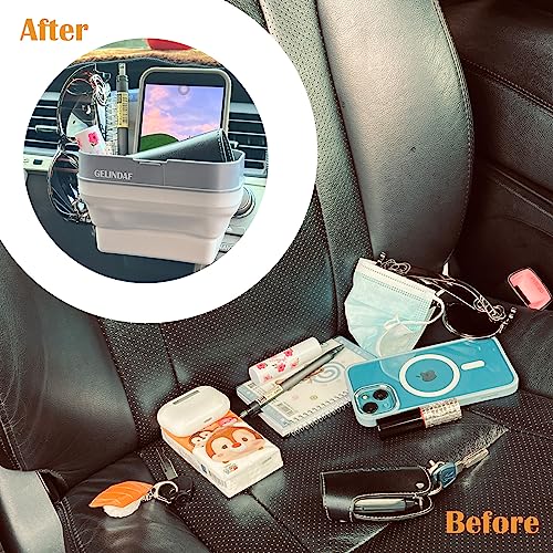 Car Vent Organizer Pocket, Car French Fry Holder, Vehicle Front Seat Universal Silicone Stroage Box for Fry Burger Phone Wallet Coins Cards Keys Glasses Remote Headphone