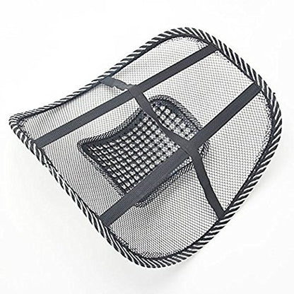 Black Lumbar Mesh Back Brace Support Office Home Car Seat Chair Ventilate Cool Cushion Pad with Massage | Breathable, Massage Beads for Ultimate Comfort (1 Piece)