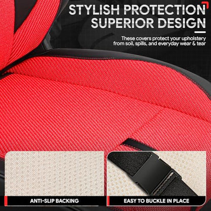 Drive Series Front Row Set Seat Covers Universal for Cars Trucks SUV, Red, CA-SC-Drive-F-RD - color: Red, size: Front Row, style: Drive Series