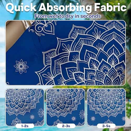 2 Pack Car Seat Towel Covers, Sweat-Proof Microfiber Seat Protectors for Gym, Running, Beach & Workout, Breathable Quick-Dry, Machine Washable, Blue Mandala Print, Universal Fit - color: Blue Mandala