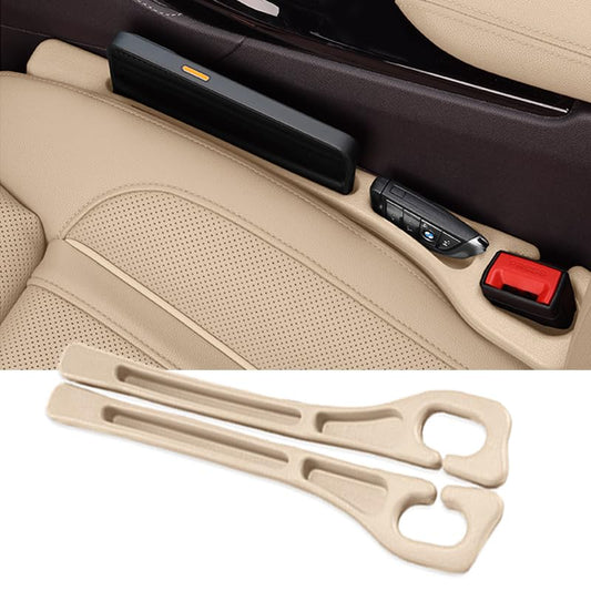 Car Seat Gap Filler Organizer Universal Fit Car SUV Truck Console Side Plug Strip Stopping Phone Key from Falling, Pack of 2 (Beige) - color: Beige