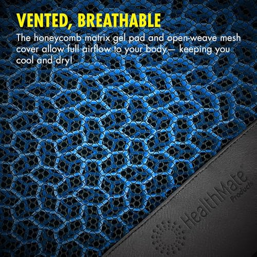 HEALTHMATE Comfy Gel Cushion Gel Seat Cushion for Long Sitting for Back, Sciatica and Tailbone Pain Relief, for Office Chair, Car, Wheelchair, Long Trips (Square) - size: Square