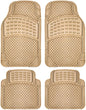 OxGord 4pc Rubber Floor Mats Universal Fit Front Driver and Passenger Seats and Rear - Car SUV Van and Truck - Brick Style - Beige - color: Beige
